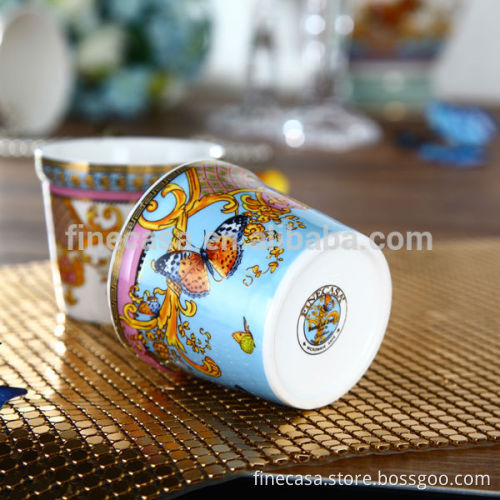 Luxury Fine New Bone China Gold Plated Small antique ceramic flower pots